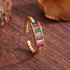 Vintage Style Sweet Commute Triangle Square Copper Plating Inlay Zircon 18k Gold Plated Open Rings