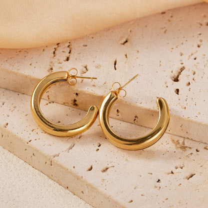 1 Pair Vacation Simple Style C Shape Plating Stainless Steel Gold Plated Ear Studs