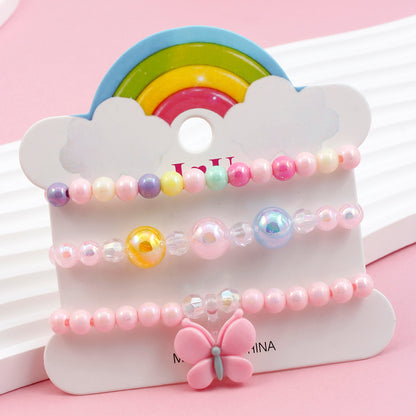 Princess Cute Pastoral Ice Cream Animal Heart Shape Arylic Plastic Beaded Acrylic Girl's Bracelets