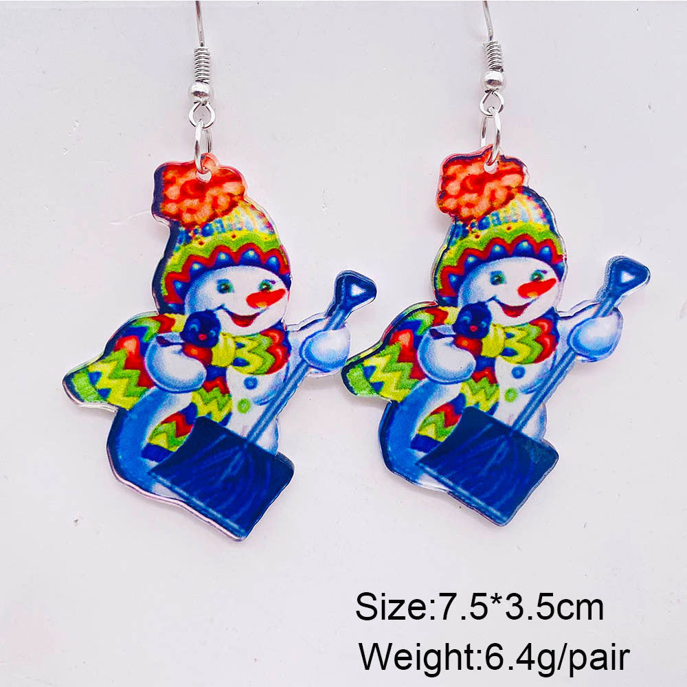 Wholesale Jewelry Cute Christmas Tree Doll Snowman Arylic Drop Earrings