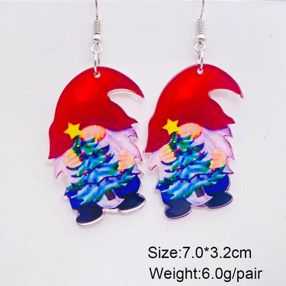 Wholesale Jewelry Cute Christmas Tree Doll Snowman Arylic Drop Earrings