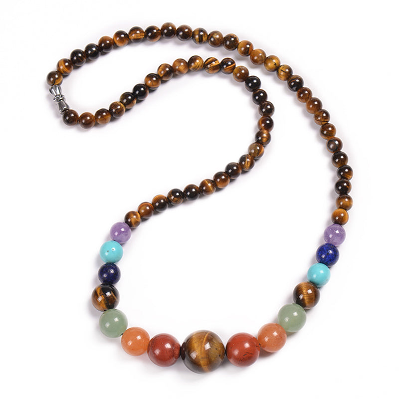 Ethnic Style Round Natural Stone Beaded Necklace