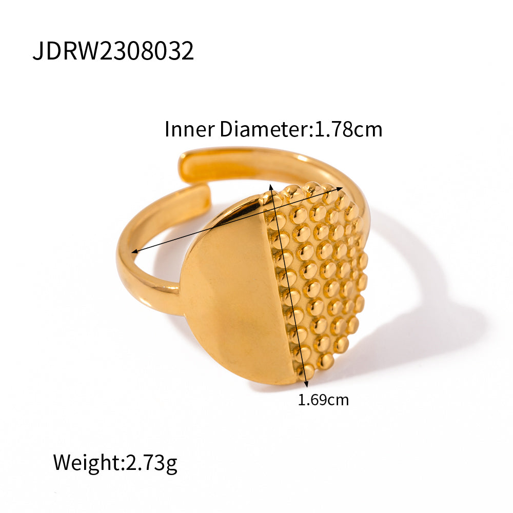 Classic Style Solid Color Stainless Steel Asymmetrical Plating 18k Gold Plated Rings