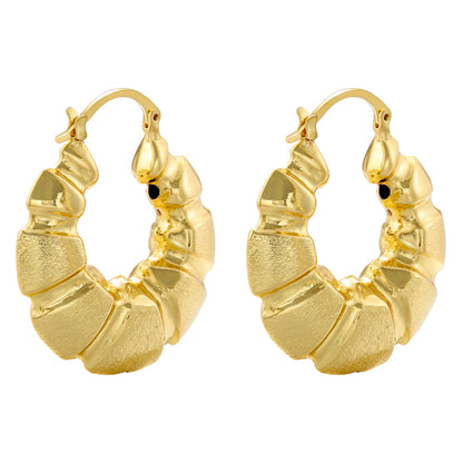 1 Pair Casual Vintage Style Simple Style C Shape Oval Twist Plating Copper 18k Gold Plated Earrings