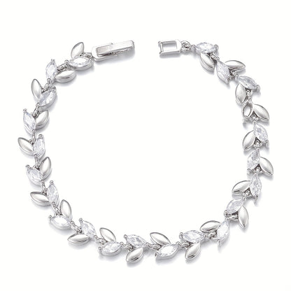 Simple Style Solid Color Stainless Steel Copper Plating Inlay Zircon Silver Plated Bracelets