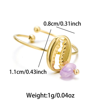 Vintage Style Simple Style Shell Stainless Steel Plating 18k Gold Plated Open Rings