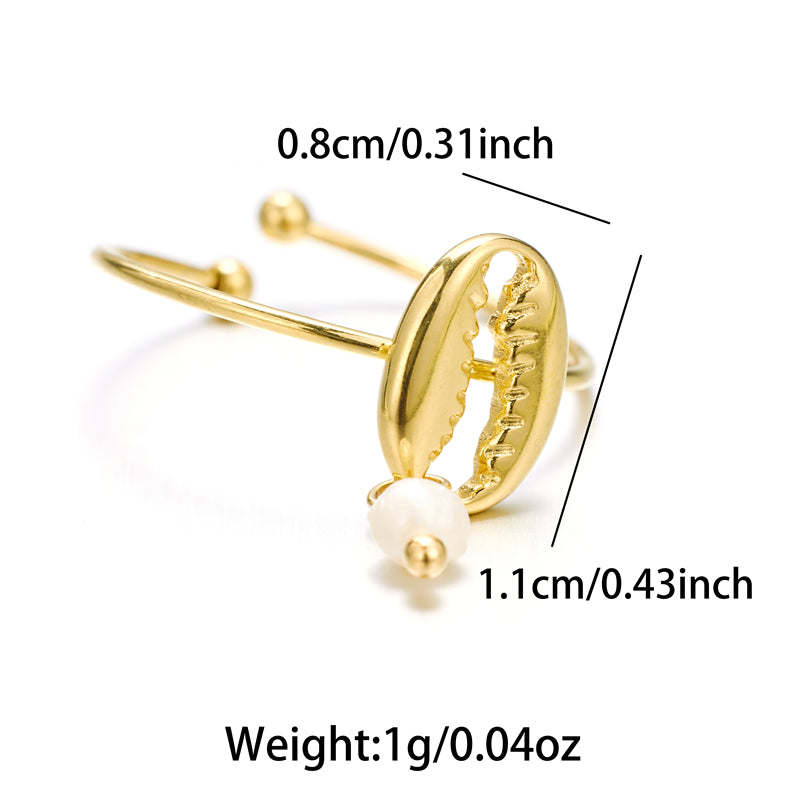 Vintage Style Simple Style Shell Stainless Steel Plating 18k Gold Plated Open Rings