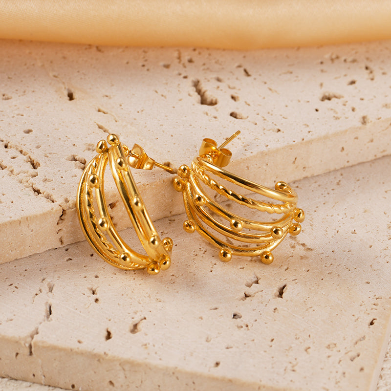 1 Pair Simple Style C Shape U Shape Plating Stainless Steel Gold Plated Earrings