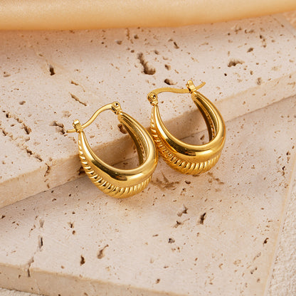 1 Pair Simple Style C Shape U Shape Plating Stainless Steel Gold Plated Earrings