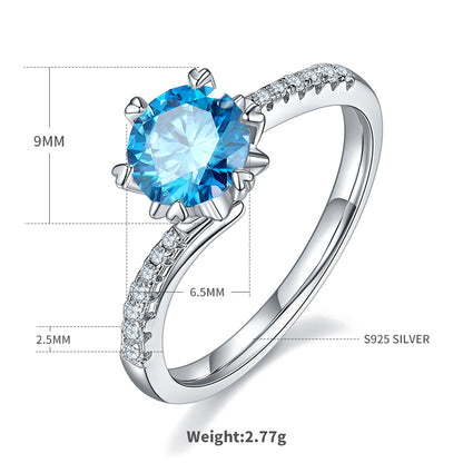 Glam Shiny Round Sterling Silver Gra Plating Inlay Moissanite Rhodium Plated Silver Plated Rings