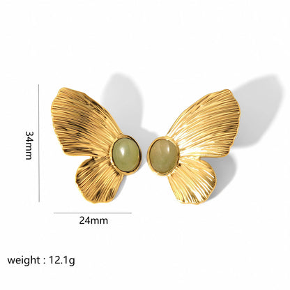 1 Pair Modern Style Artistic Flower Butterfly Plating Titanium Steel Earrings