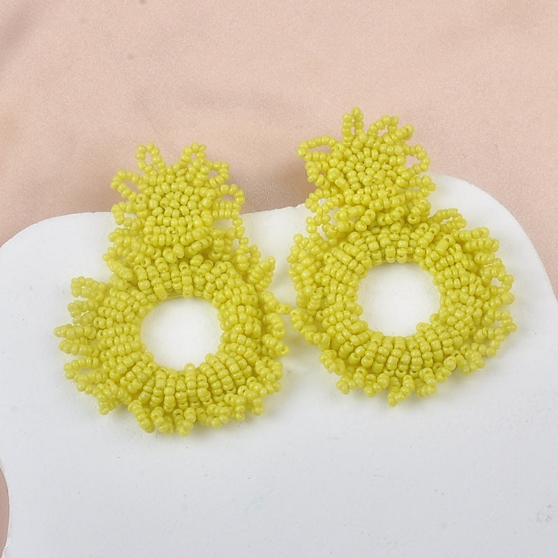 1 Pair Exaggerated Simple Style Circle Seed Bead Drop Earrings