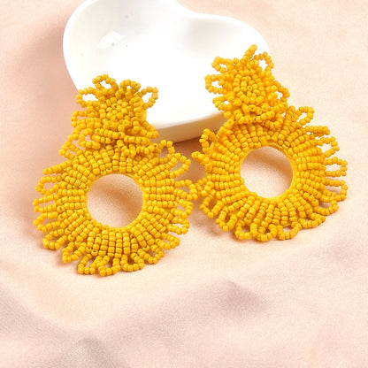 1 Pair Exaggerated Simple Style Circle Seed Bead Drop Earrings