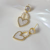 1 Pair Simple Style Heart Shape Inlay Copper Pearl Zircon Drop Earrings