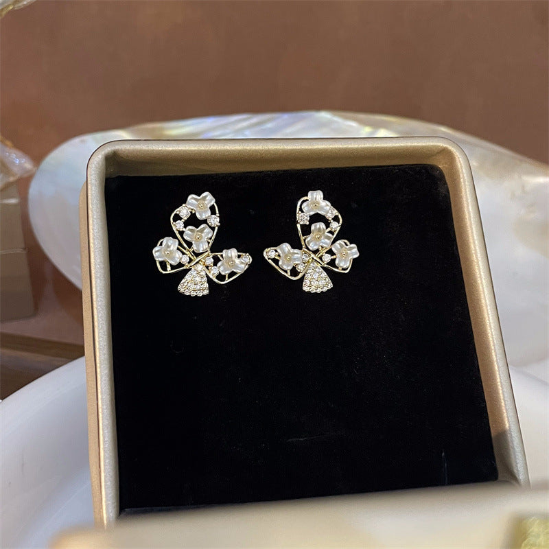 1 Pair Elegant Sweet Flower Plating Inlay Copper Zircon Ear Studs