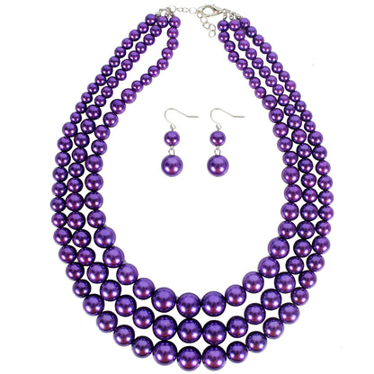 Vintage Style Solid Color Abs Beaded Women's Jewelry Set