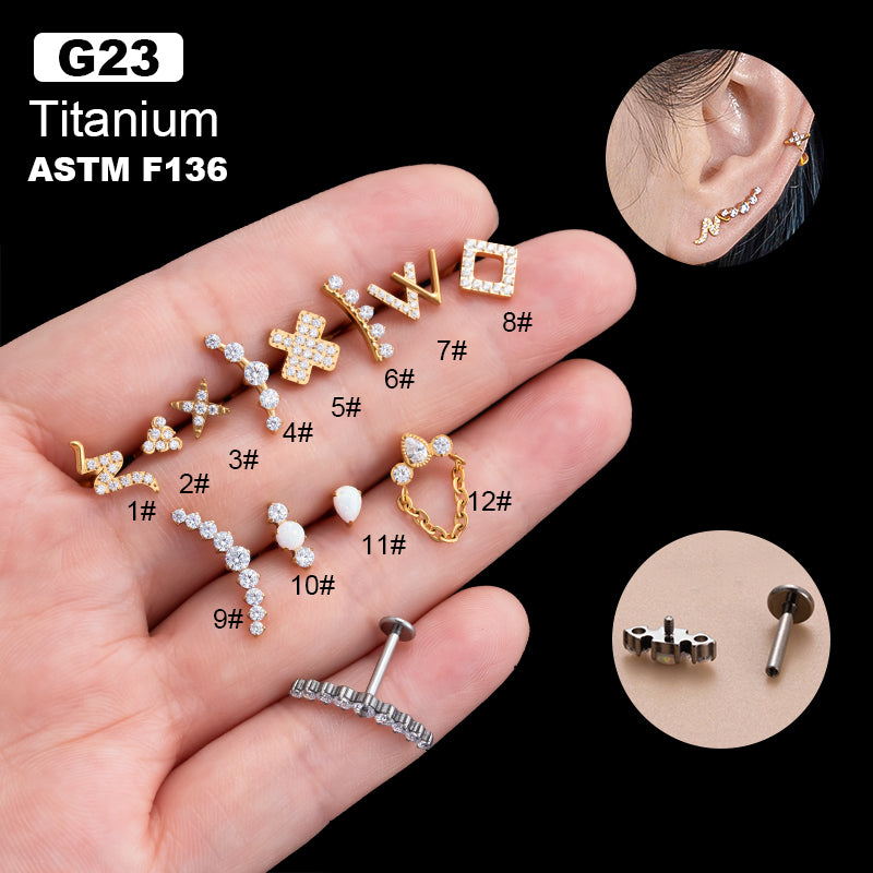 1 Piece Ig Style Cool Style Geometric Water Droplets Plating Inlay Titanium Alloy Zircon 18k Gold Plated Ear Studs