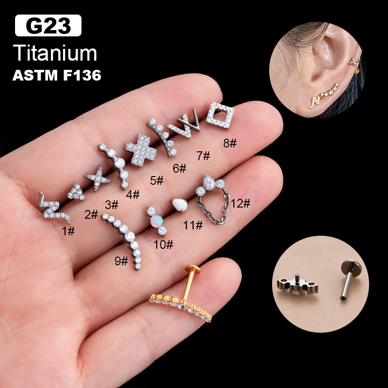1 Piece Ig Style Cool Style Geometric Water Droplets Plating Inlay Titanium Alloy Zircon 18k Gold Plated Ear Studs