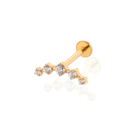 1 Piece Ig Style Cool Style Geometric Water Droplets Plating Inlay Titanium Alloy Zircon 18k Gold Plated Ear Studs