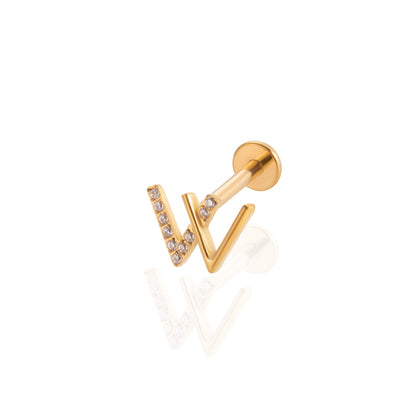 1 Piece Ig Style Cool Style Geometric Water Droplets Plating Inlay Titanium Alloy Zircon 18k Gold Plated Ear Studs