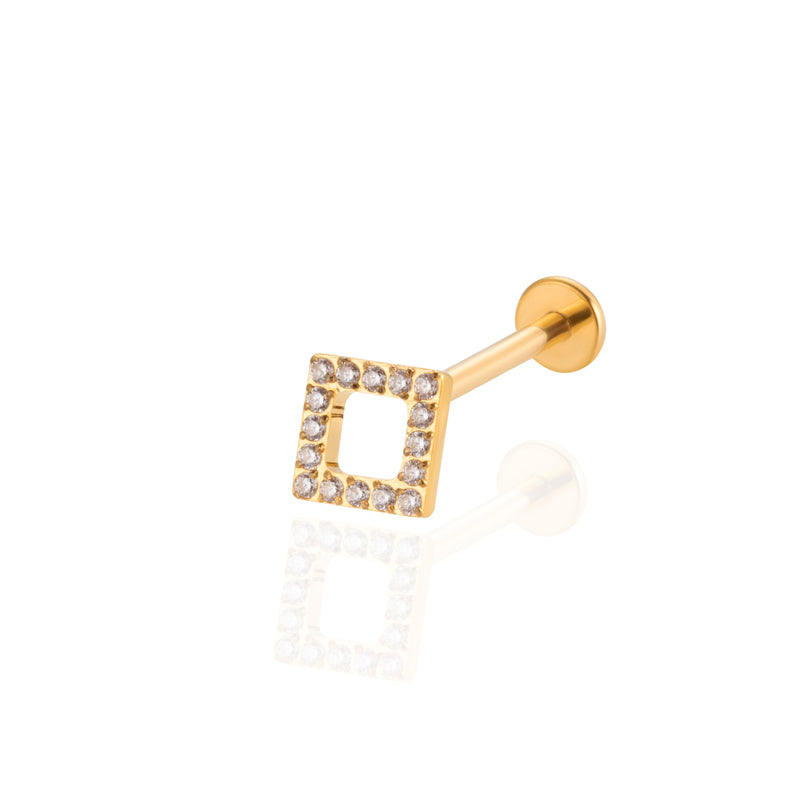 1 Piece Ig Style Cool Style Geometric Water Droplets Plating Inlay Titanium Alloy Zircon 18k Gold Plated Ear Studs