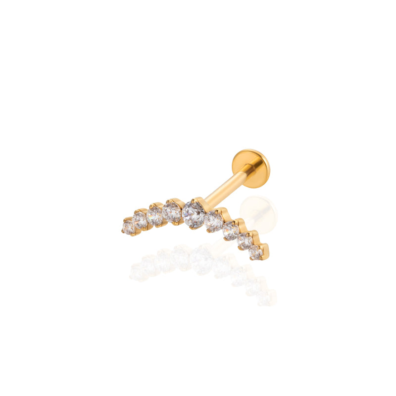 1 Piece Ig Style Cool Style Geometric Water Droplets Plating Inlay Titanium Alloy Zircon 18k Gold Plated Ear Studs