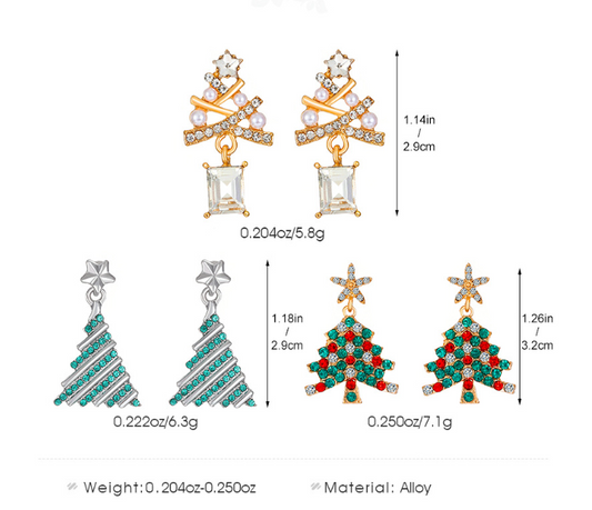 1 Pair Cute Christmas Tree Alloy Ear Studs