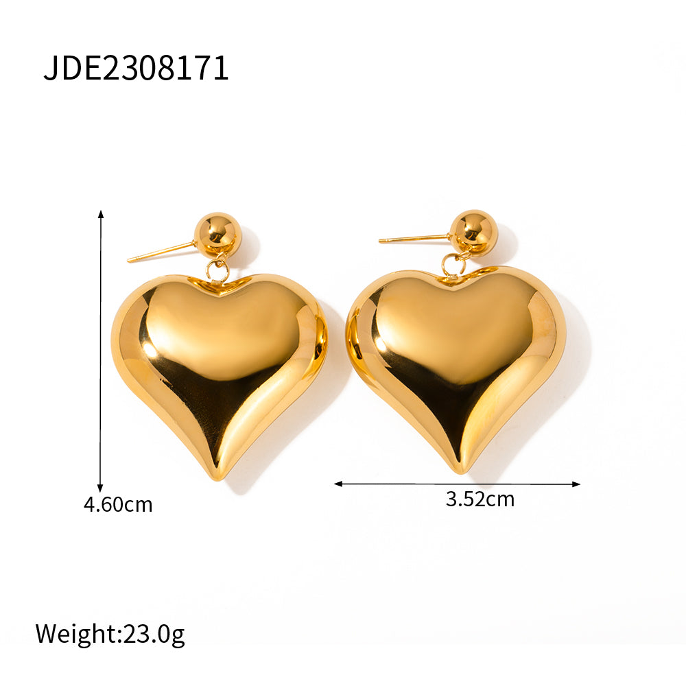 1 Pair Ig Style Simple Style Heart Shape Plating Stainless Steel 18k Gold Plated Drop Earrings