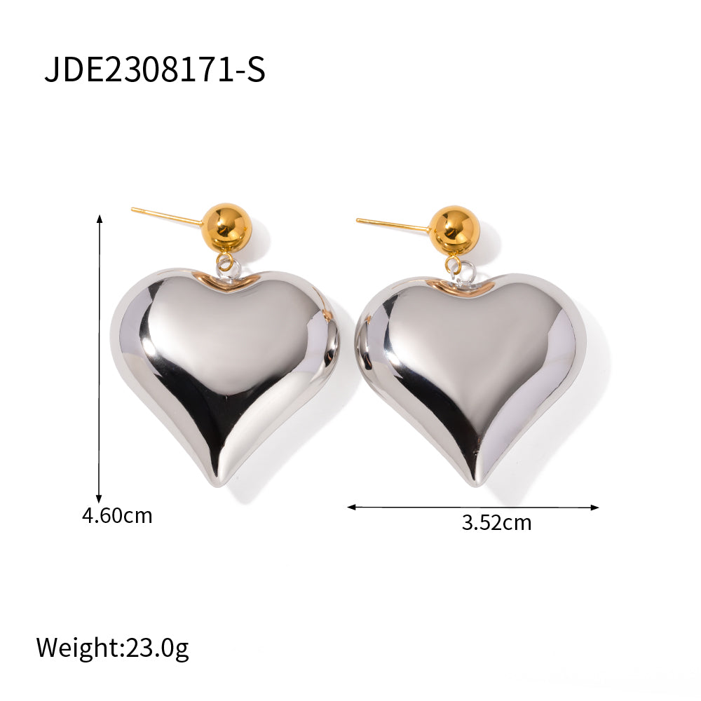 1 Pair Ig Style Simple Style Heart Shape Plating Stainless Steel 18k Gold Plated Drop Earrings