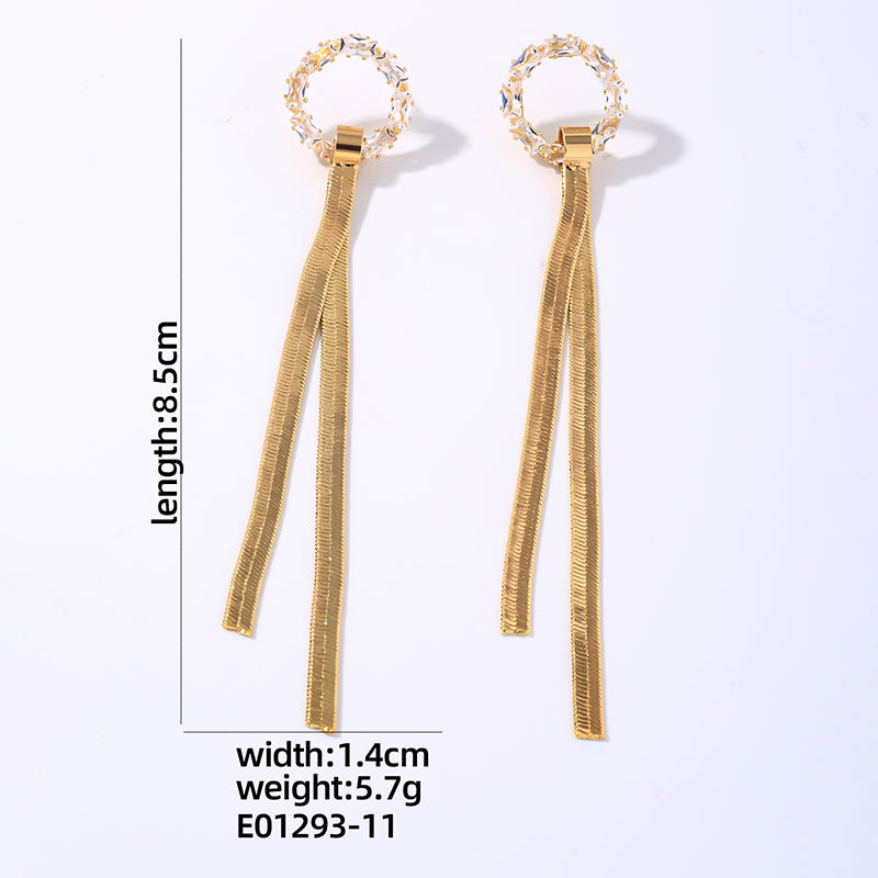 1 Pair Shiny Tassel Plating Inlay Copper Zircon White Gold Plated Gold Plated Drop Earrings