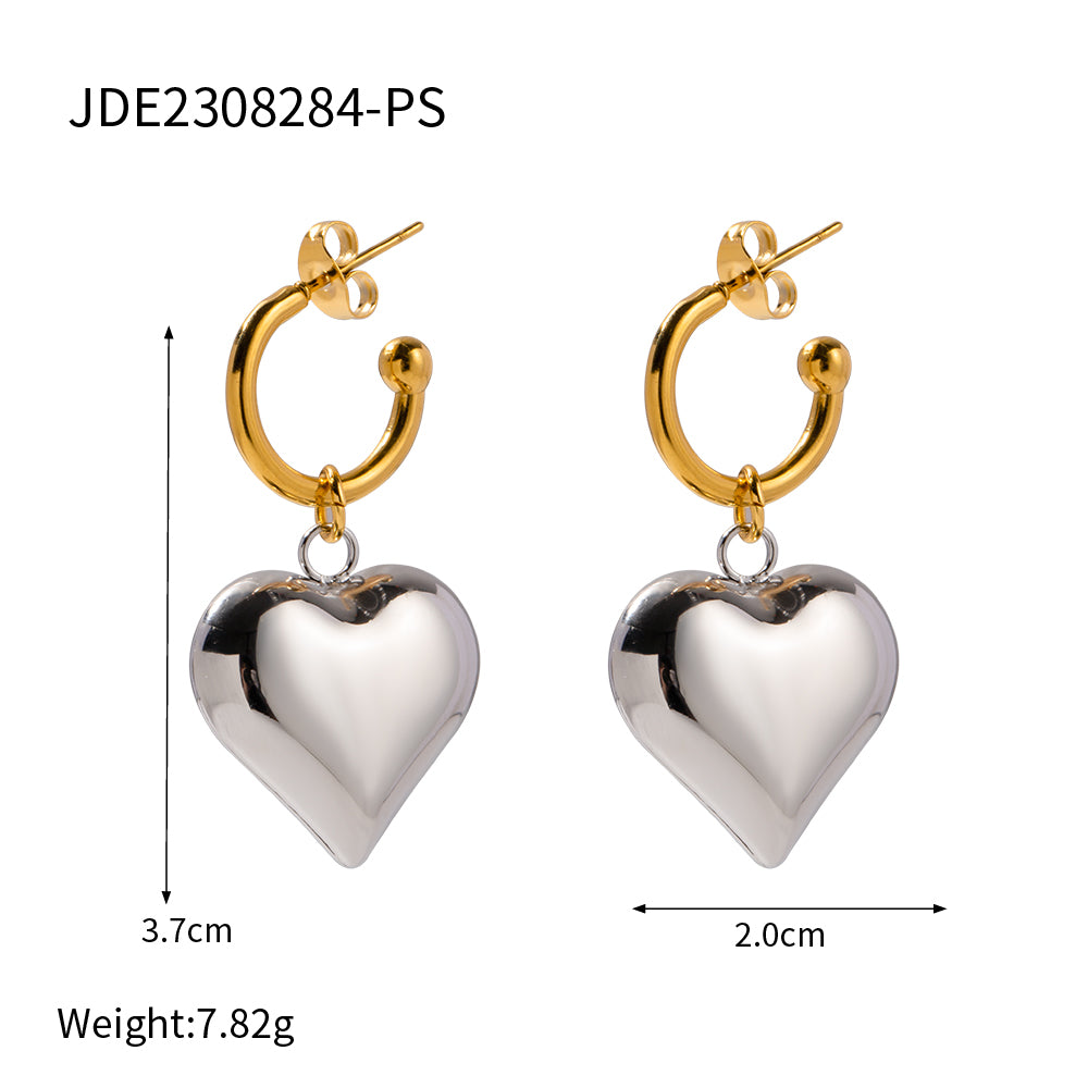 1 Pair Ig Style Simple Style Heart Shape Plating Stainless Steel 18k Gold Plated Drop Earrings