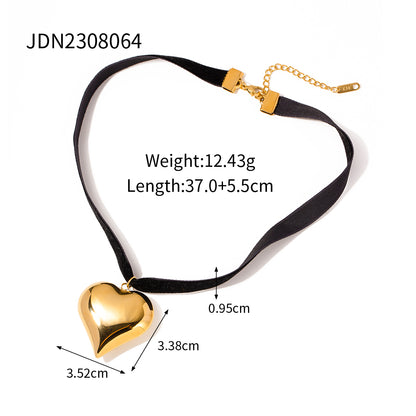 Wholesale Classic Style Heart Shape Stainless Steel Cloth Plating 18k Gold Plated Pendant Necklace