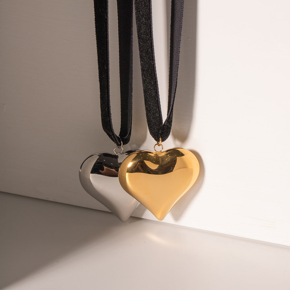 Wholesale Classic Style Heart Shape Stainless Steel Cloth Plating 18k Gold Plated Pendant Necklace