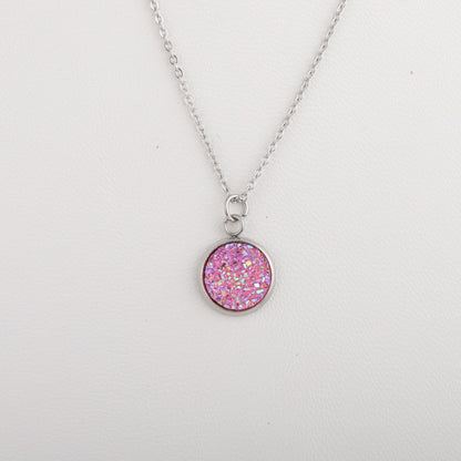 Sweet Round Resin Titanium Steel Pendant Necklace