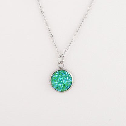 Sweet Round Resin Titanium Steel Pendant Necklace