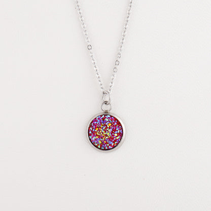 Sweet Round Resin Titanium Steel Pendant Necklace