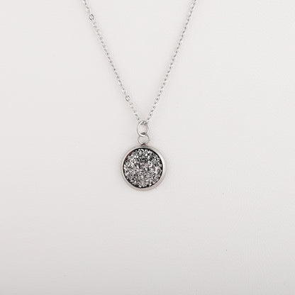 Sweet Round Resin Titanium Steel Pendant Necklace