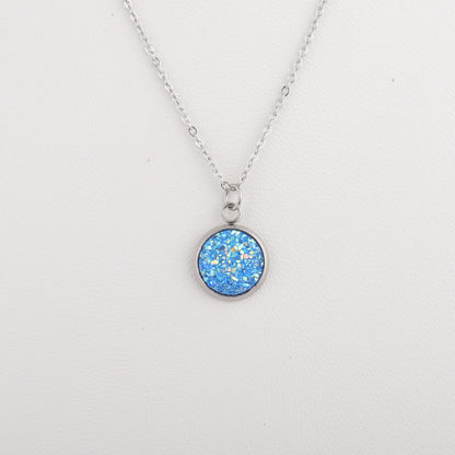 Sweet Round Resin Titanium Steel Pendant Necklace