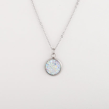 Sweet Round Resin Titanium Steel Pendant Necklace