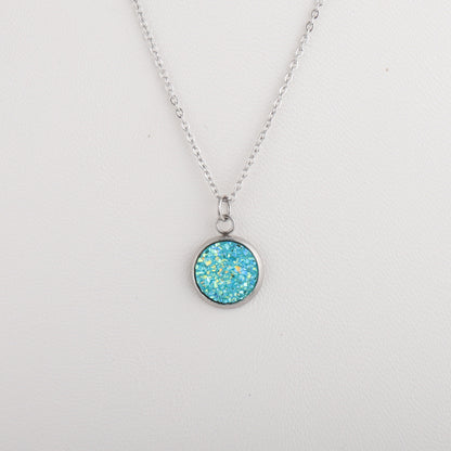 Sweet Round Resin Titanium Steel Pendant Necklace