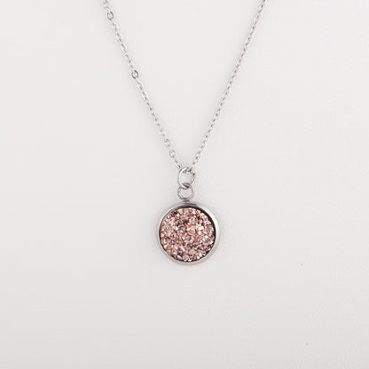 Sweet Round Resin Titanium Steel Pendant Necklace