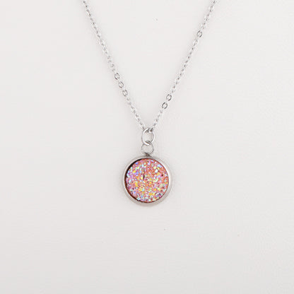 Sweet Round Resin Titanium Steel Pendant Necklace