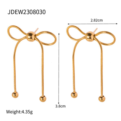 1 Pair Simple Style Bow Knot Plating Stainless Steel 18k Gold Plated Drop Earrings