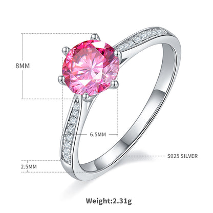 Luxurious Shiny Round Sterling Silver Gra Plating Inlay Moissanite Rhodium Plated Silver Plated Rings