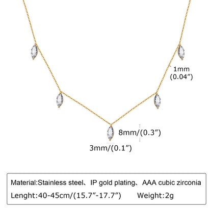 Retro Water Droplets Stainless Steel Plating Inlay Zircon Necklace