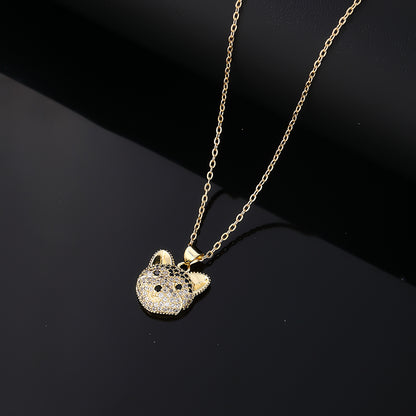 Hip-hop Vintage Style Simple Style Fox Copper Plating Inlay Zircon Gold Plated Pendant Necklace