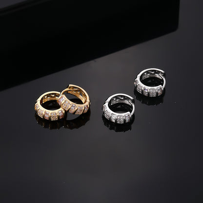 1 Pair Simple Style Circle Plating Inlay Copper Zircon Gold Plated Silver Plated Ear Studs