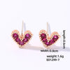 1 Pair Casual Simple Style Shiny Heart Shape Plating Inlay Copper Zircon White Gold Plated Gold Plated Ear Studs