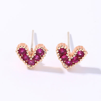 1 Pair Casual Simple Style Shiny Heart Shape Plating Inlay Copper Zircon White Gold Plated Gold Plated Ear Studs