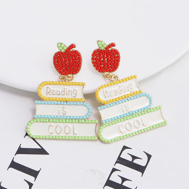 1 Pair Sweet Book Fruit Plating Alloy Gold Plated Drop Earrings